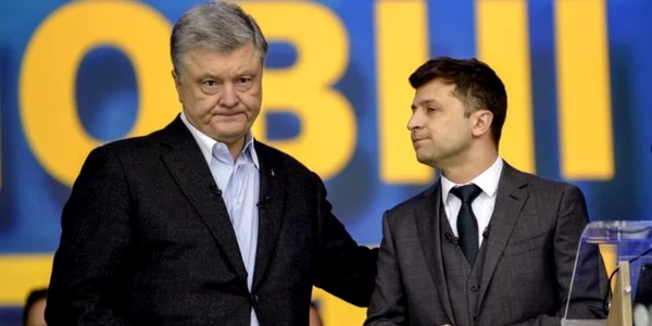 Dezbatere Petro Porosenko si Volodimir Zelenski FOTO AFP
