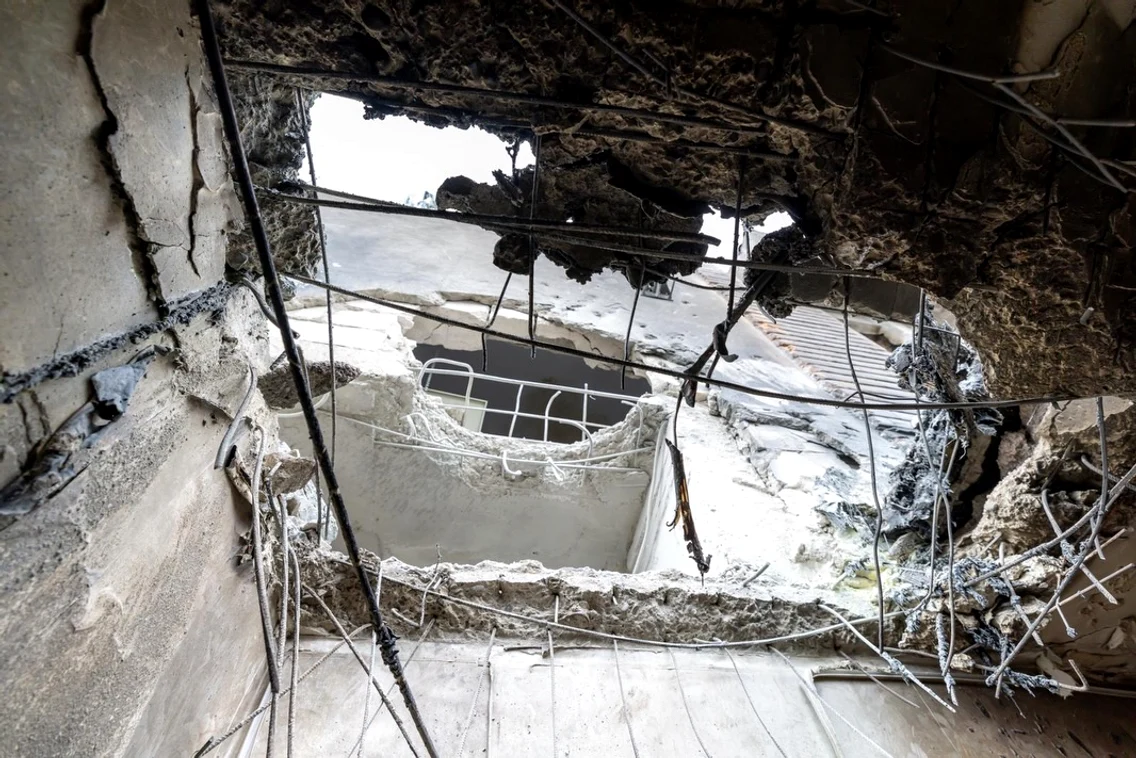 Blocul afectat de drona rusească Foto: Administrația Prezidențială