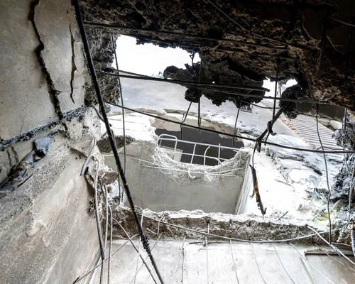 Blocul afectat de drona rusească Foto: Administrația Prezidențială