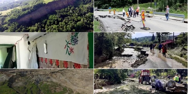 Porporţiile dezastrului cauzat de alunecările de teren în Vâlcea Foto colaj