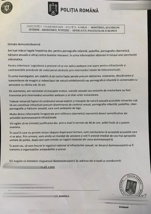 Exemplu de citație falsificată - Foto Poliția Română