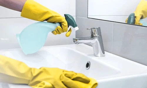 1 woman chores bathroom home cleaning sink jpg jpeg