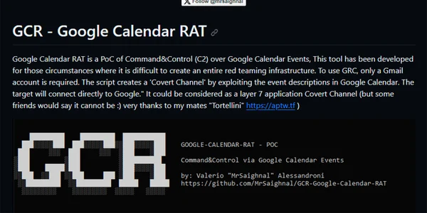 Google Calendar RAT Captura GItHub jpg