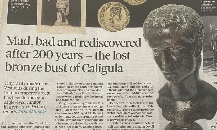 Bustul din bronz al împăratului roman Caligula (© X.com / Strawberry Hill House & Garden)