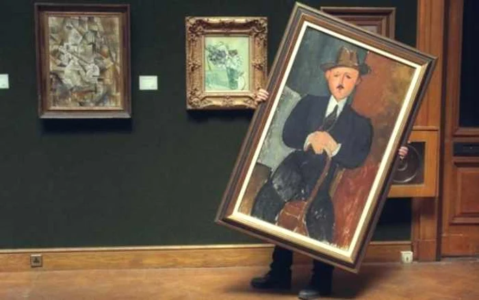 Tabloul „Bărbat aşezat sprijnit într-un baston“, de Amedeo Modigliani, este evaluată la peste 20 de milioane de euro FOTO The Telegraph