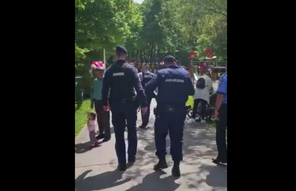 Control al inspectorilor OPC, însoţiţi de jandarmi şi poliţşti, în parcul Bucov de lângă Ploieşti FOTO captură video