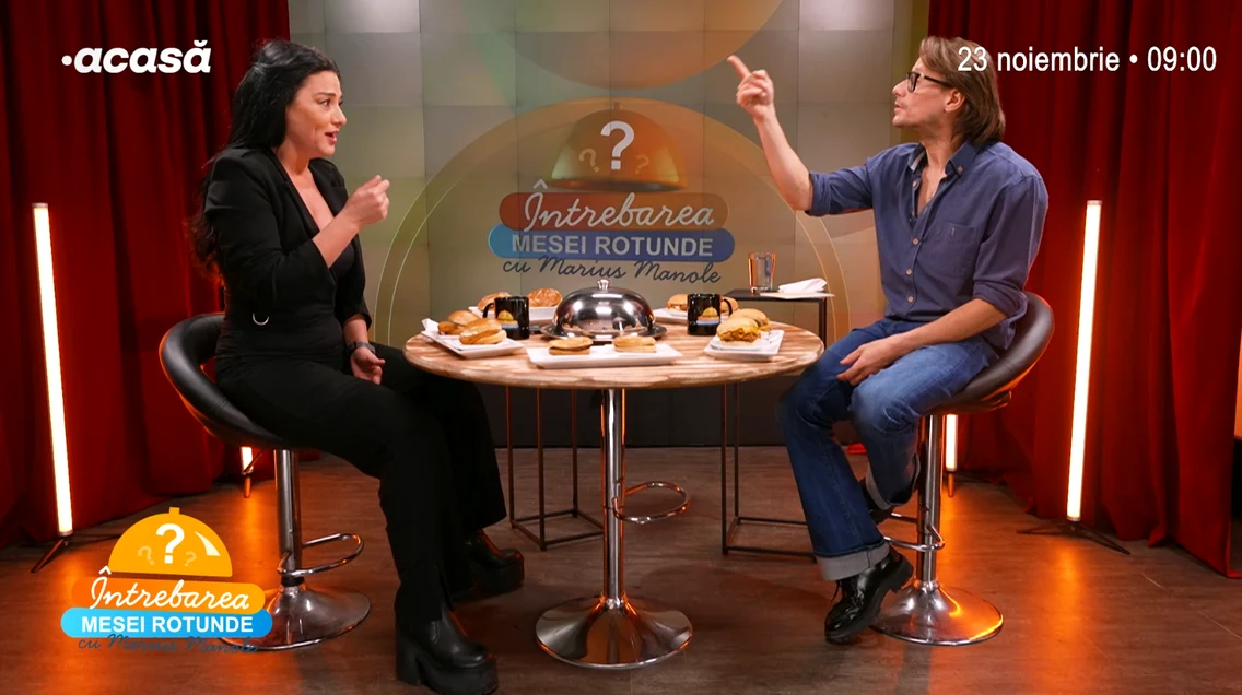 Actrița Maria Obretin, invitată la „Întrebarea mesei rotunde”, emisiunea lui Marius Manole de la Acasă TV