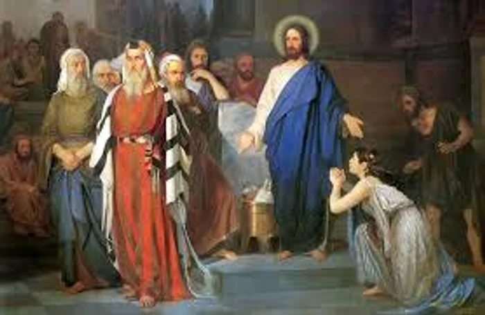 
    Femeia cea păcătoasă primește iertarea lui IisusSursa foto: Comorinemuritoare.ro  