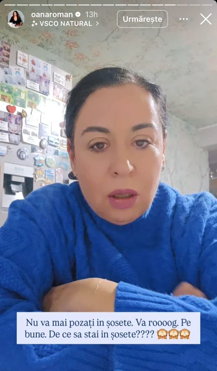 Mesajul Oanei Roman - Foto: Instagram 