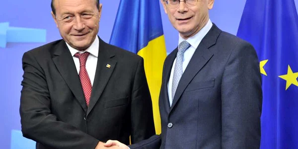 Traian Basescu şi Herman van Rompuy la Bruxelles FOTO Mediafax/AFP