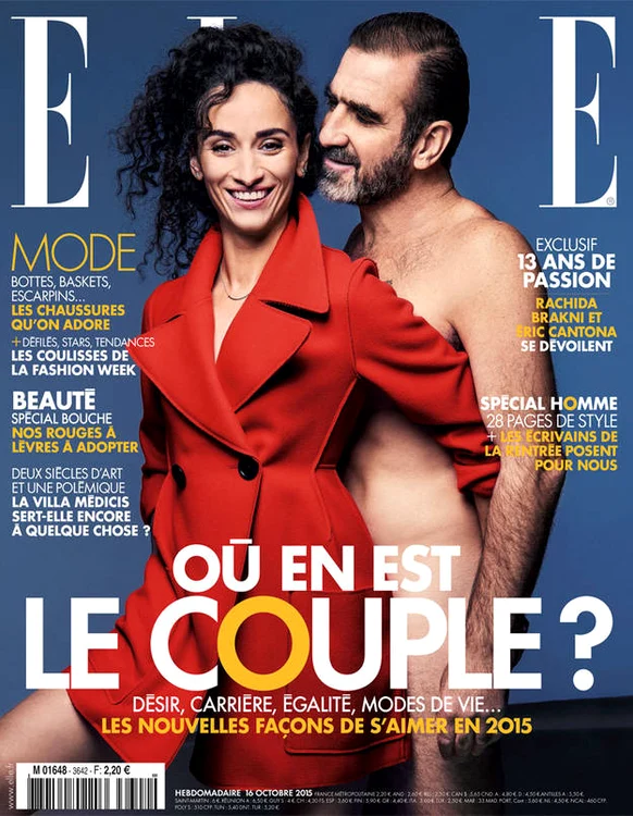 Eric Cantona și soția lui, Rachida Brakni, pe coperta revistei Elle