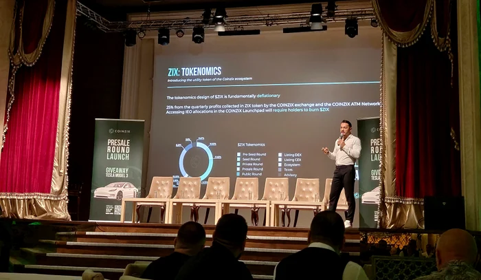 Ovidiu Chirodea, cofondator și CEO Coinzix, prezentând $ZIX.
