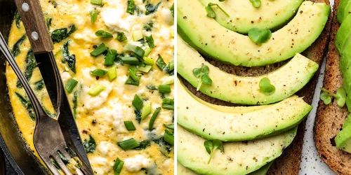scrambled eggs with spinach and herbs with avocado split sc reen jpg