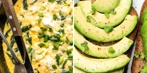 scrambled eggs with spinach and herbs with avocado split sc reen jpg