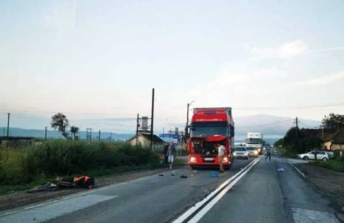 Biciclistul de decedat în urma impactului. Foto: Facebook – Infotrafic Alba