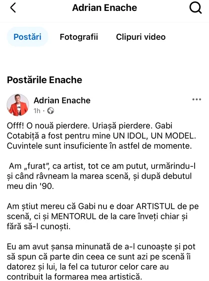 Postarea lui Gabriel Cotabiță / foto: Facebook 