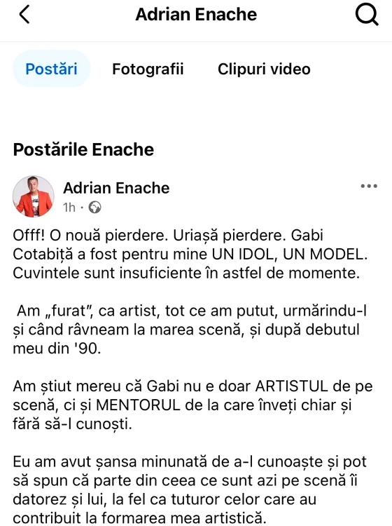 Postarea lui Gabriel Cotabiță / foto: Facebook