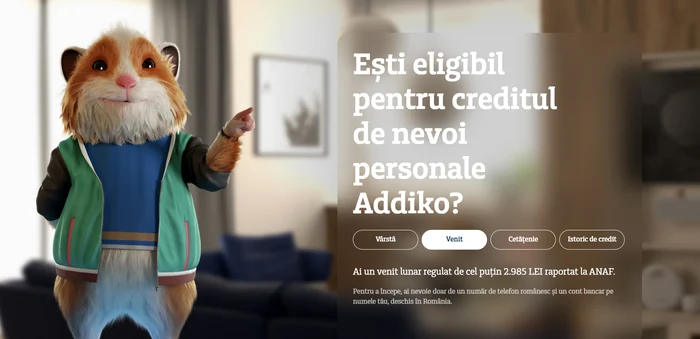 Captură ecran site-ul Addiko