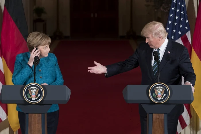 Preşedintele american Donald Trump şi cancelarul german Angela Merkel ţin o conferinţă de presă la Casa Albă FOTO EPA