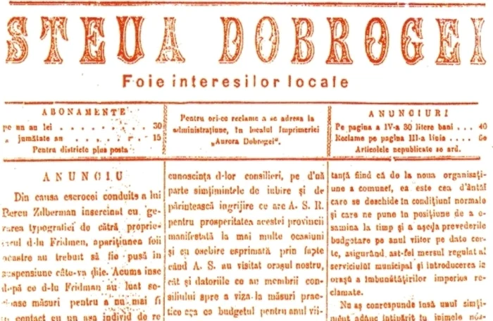 Publicaţia „Steua Dobrogei“ 1879 Colecţie Aurelia Lăpuşan