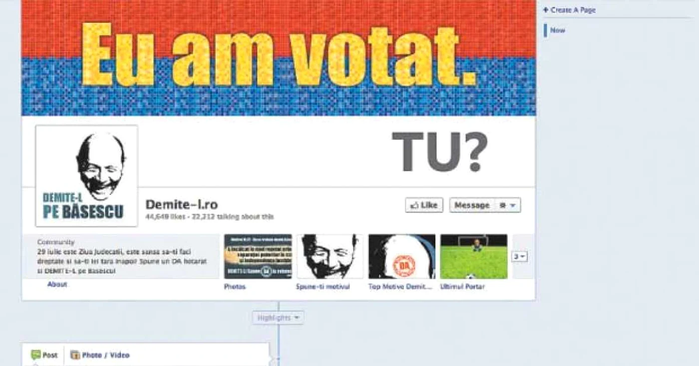„Demite-l.ro“ este cea mai populară pagină de Facebook  din campania pentru referendum
