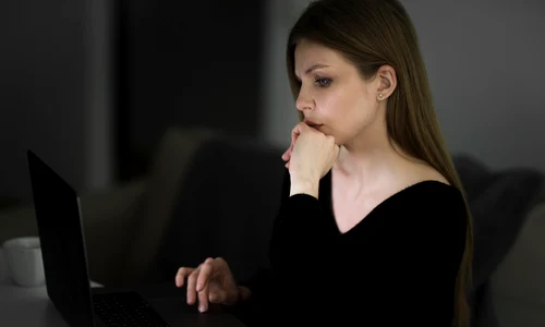side view beautiful woman working desk jpg