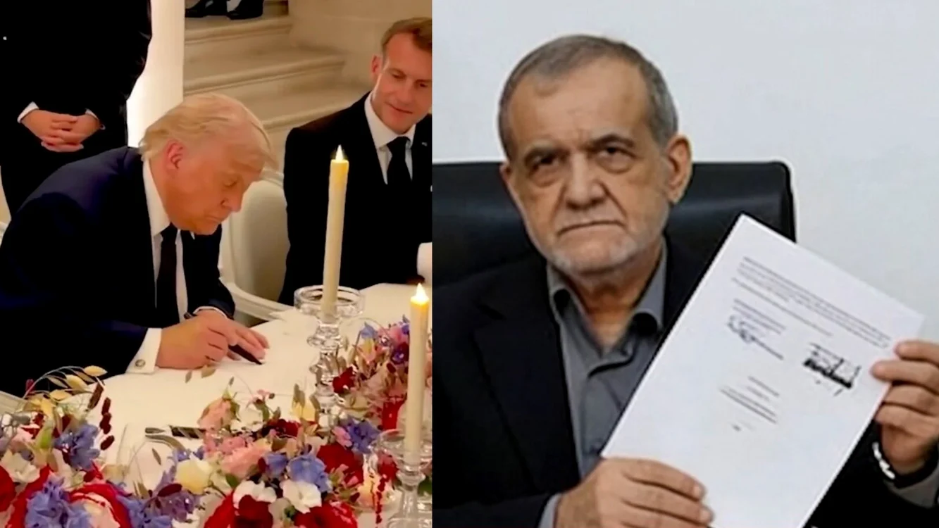 Președintele SUA, Donald Trump, și omologul iranian, Masud Pezeshkian, au semnat memorandumul/FOTO:X