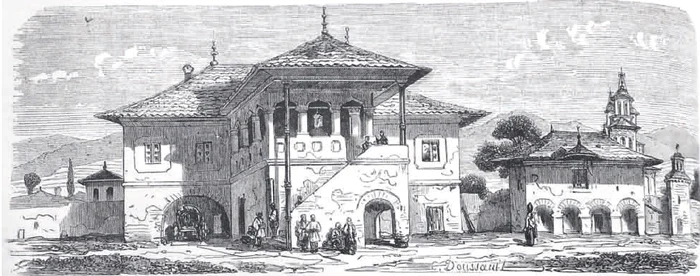 Reşedinţa unui mare boier valah, în secolul al XIX-lea; ilustraţie de C. Doussault