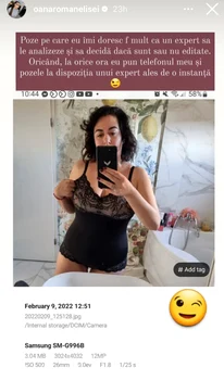 Oana Roman susține că poza e needitată Sursa Instagram