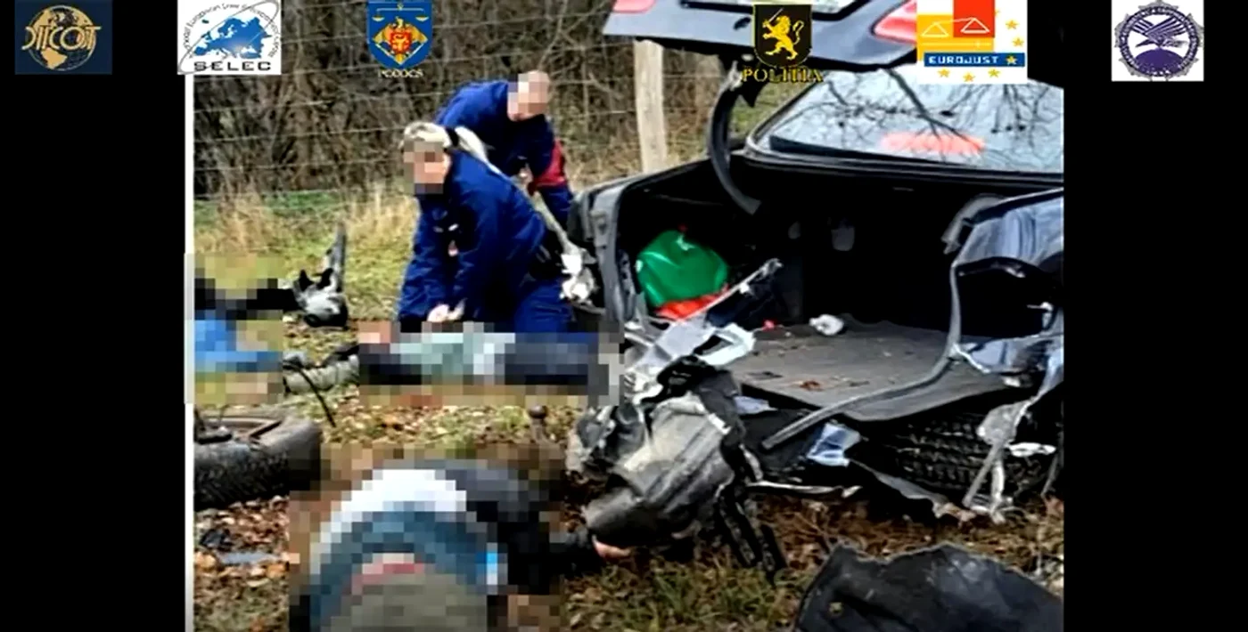 Momentul în care o parte din traficanți sunt reținuți de polițiști FOTO captură video DIICOT 
