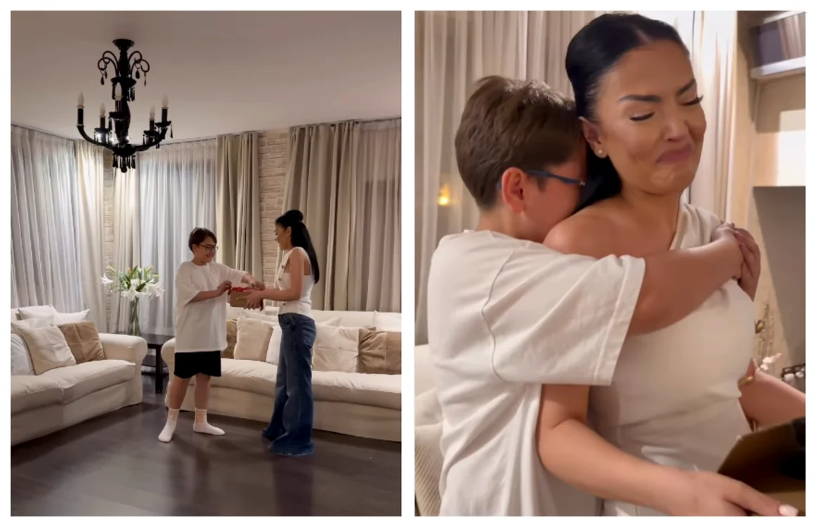 David, emoționat de cadoul primit de la mama sa / FOTO: Captură video