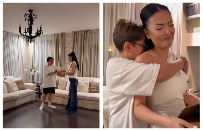 David, emoționat de cadoul primit de la mama sa / FOTO: Captură video