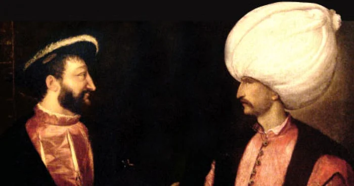 Francisc I (stânga) şi Soliman Magnificul, pentru o imagine de epocă