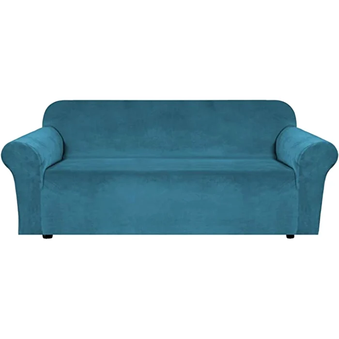 husa elastica din catifea canapea 3 locuri cu brate turquoise 129 lei Patul meu jpg