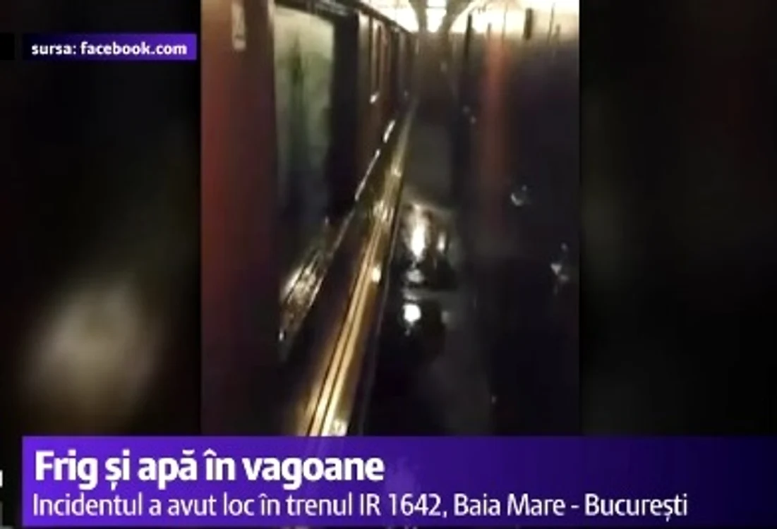 Dezastrul a fost complet după ce în tren s-a spart o țeavă de la instalația sanitarăFoto: Digi24