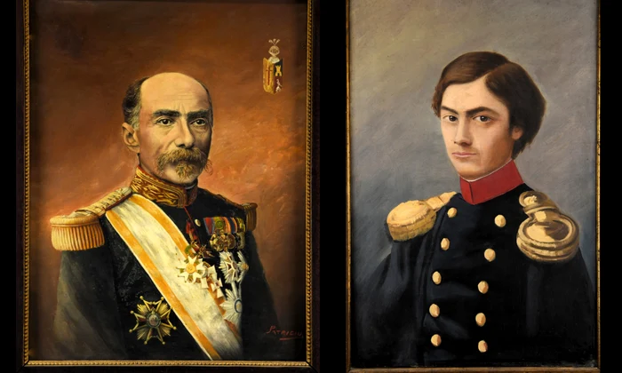 Stânga: General Constantin Budișteanu, ulei pe carton lipit pe pânză, autor Patriciu; Dreapta: Sublocotent Constantin Budișteanu, ulei pe pânză, autor neidentificat (© Colecția „Picturi”, Muzeul Militar Național „Regele Ferdinand I”)
