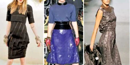 Ţinută Chanel, Marc Jacobs şi Jean Paul Gaultier (de la stânga la dreapta)