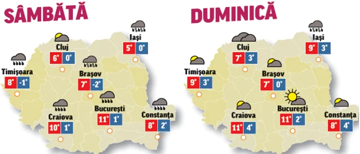În următoarele două zile temperaturile vor mai scădea și vor cădea precipitații în toată țara