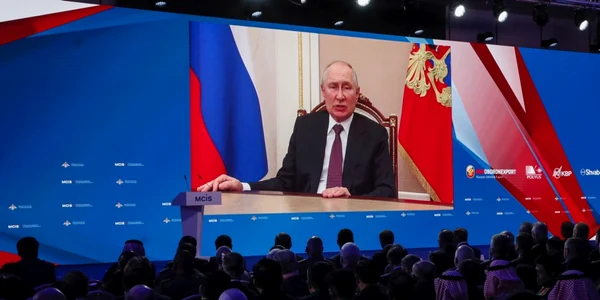 Vladimir Putin la Conferinta Internationala de Securitate de la Moscova 2023 FOTO EPA EFE jpg