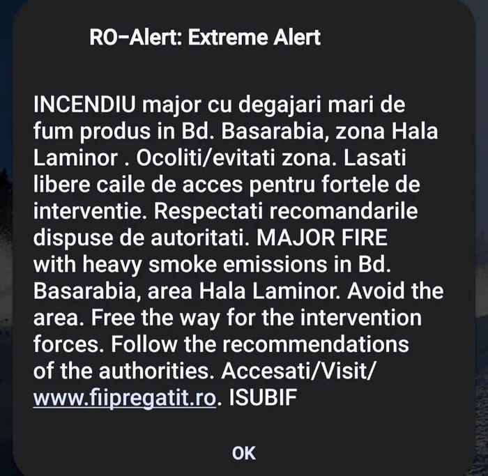 Au fost transmise mesaje RO-alert. FOTO Facebook