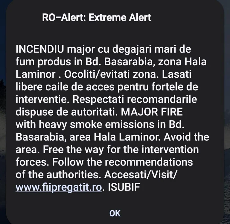 Au fost transmise mesaje RO-alert. FOTO Facebook
