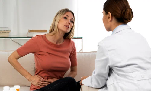 side view doctor talking woman jpg