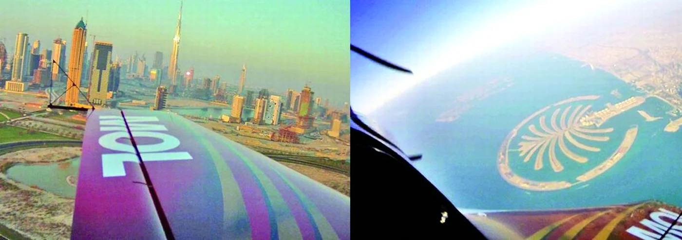 
    Show-ul aviatic a  avut loc la câţiva  km de clădirea  Burj Khalifa  