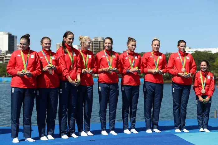 Echipajul feminin de canotaj 8+1 al României a câştigat medalia de bronz la Jocurile Olimpice de la Rio. FOTO Guliver/Gettyimages