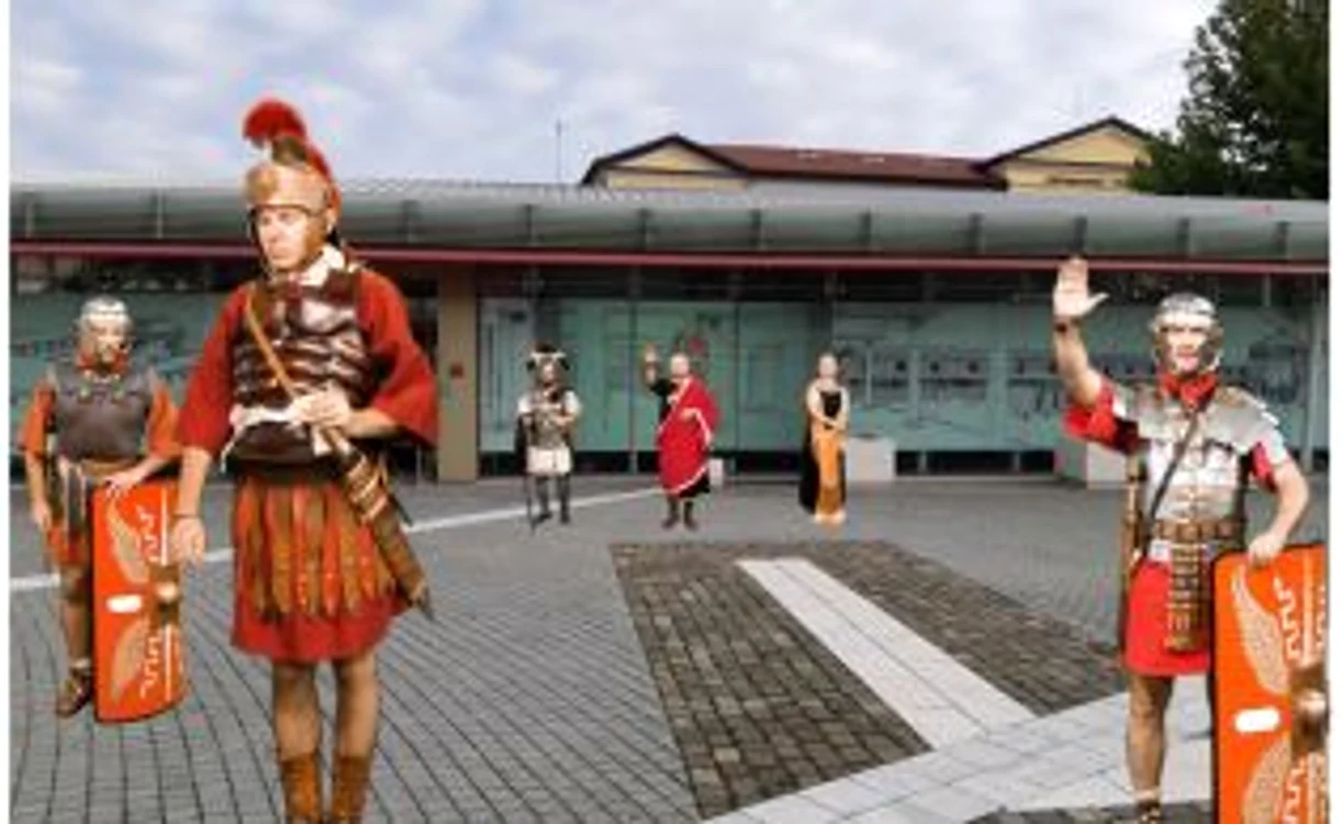 Imagine cu soldaţi romani virtuali la Muzeul Principia din Cetatea Alba Iulia