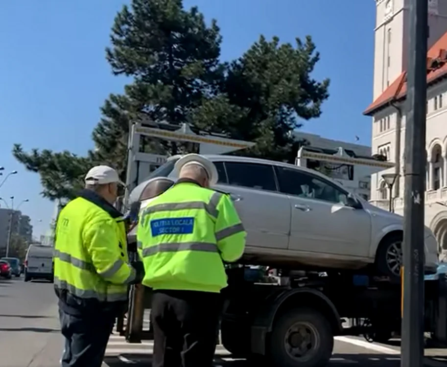 Vehiculele ridicate pentru parcare neregulamentară de pe raza sectorului 1 sunt depozitate în spaţiul special amenajat la sediul din Şos. Odăii nr. 3-5 FOTO: Captură video