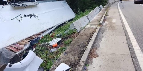 Un TIR plin cu carcase de porc s-a răsturnat în afara părții carosabile, luni, pe DN 66. DRDP: Craiova