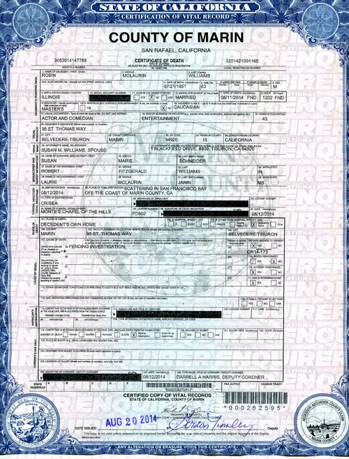 robin williams death certificate marin county jpeg