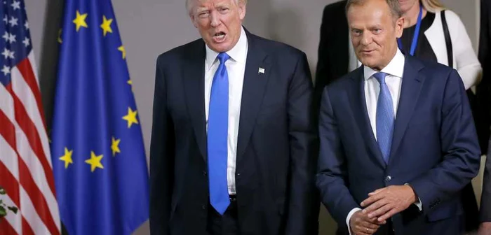 Preşedintele american Donald Trump şi preşedintele Consiliului European Donald Tusk FOTO EPA