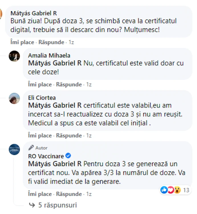 ro vaccinare doza 3